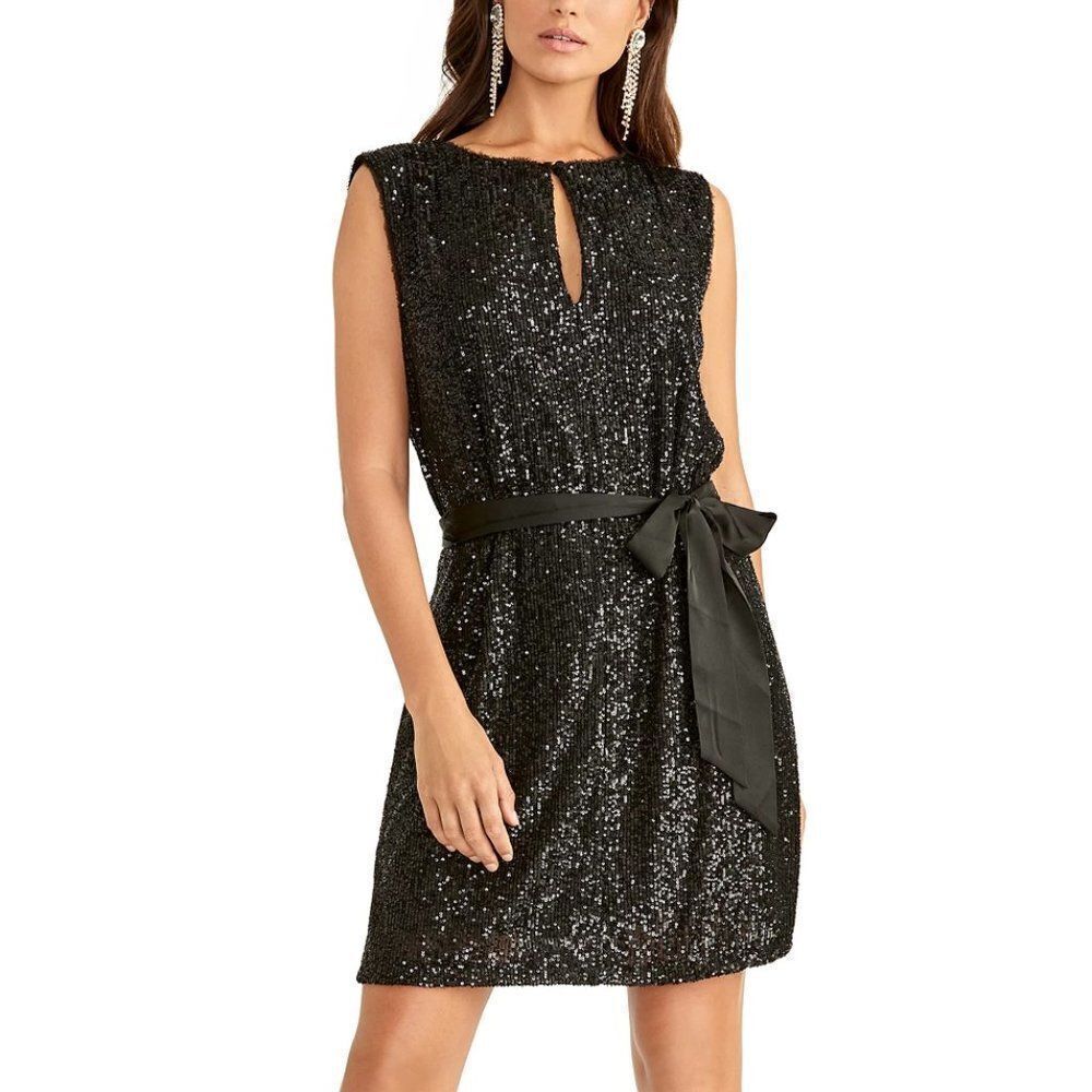 Rachel Roy Keyhole Front Sequin Dress size Medium in Black - NEW